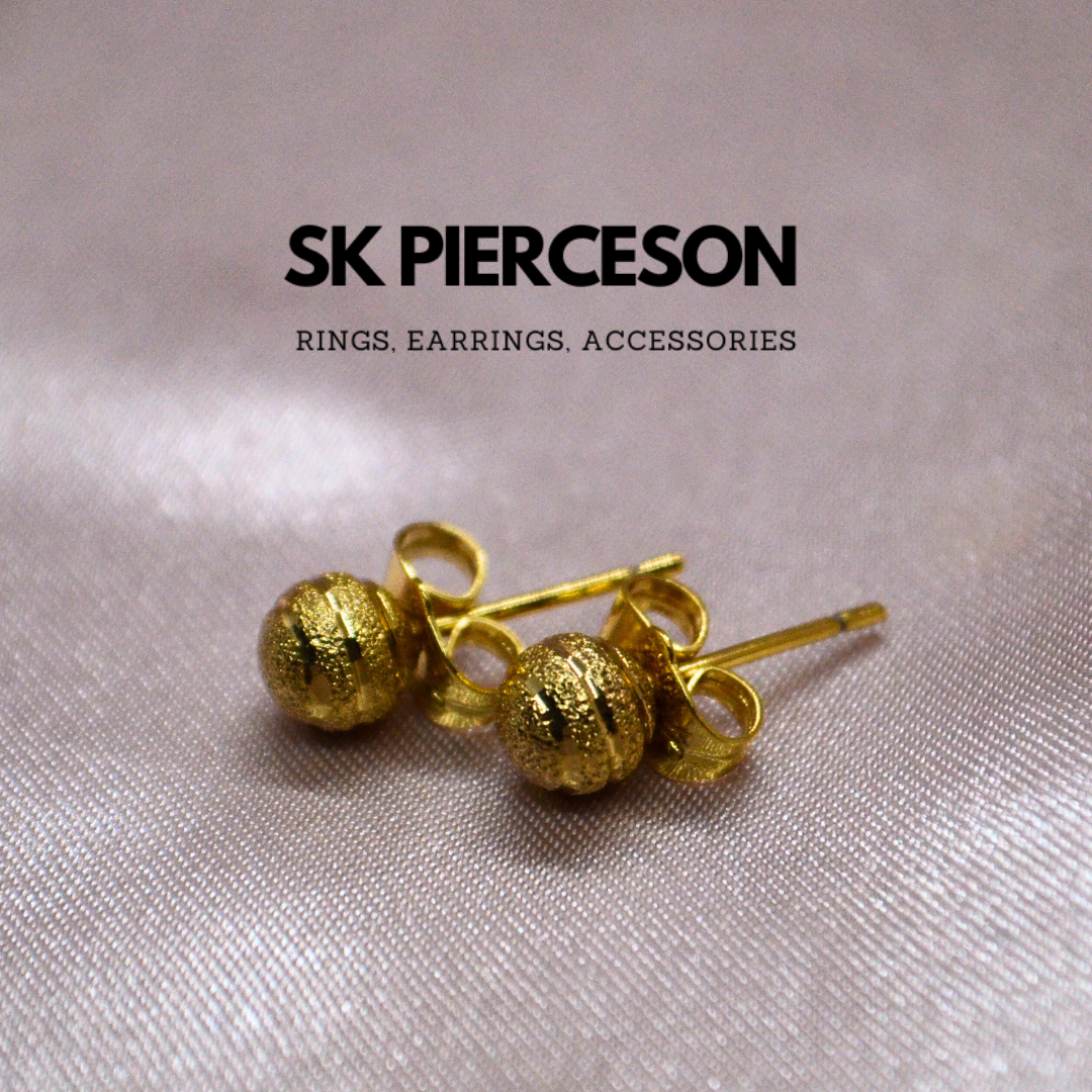 Gold Ball Glitter Earrings (Small)