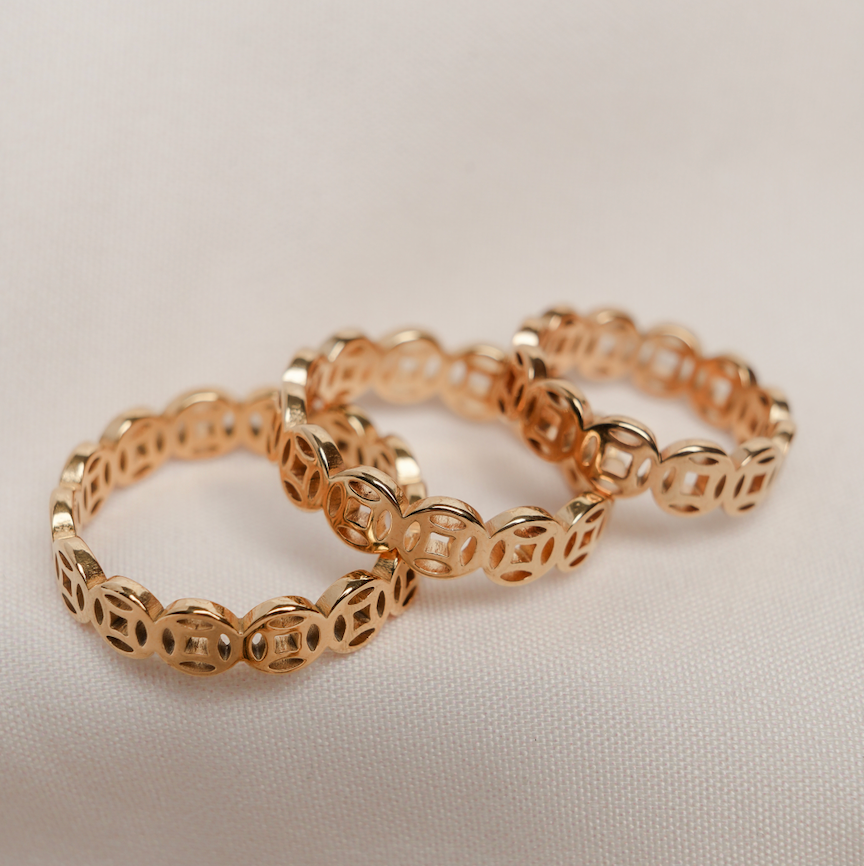 Golden Textured Eternity Rings