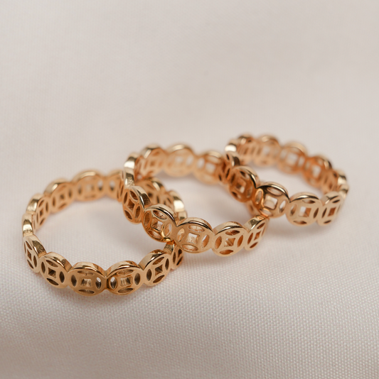 Golden Textured Eternity Rings