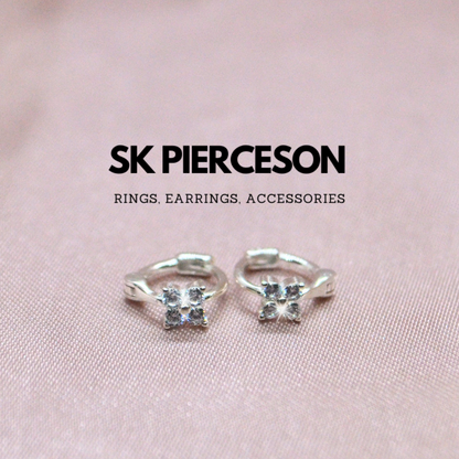 White Gold with Blue Diamond Earrings